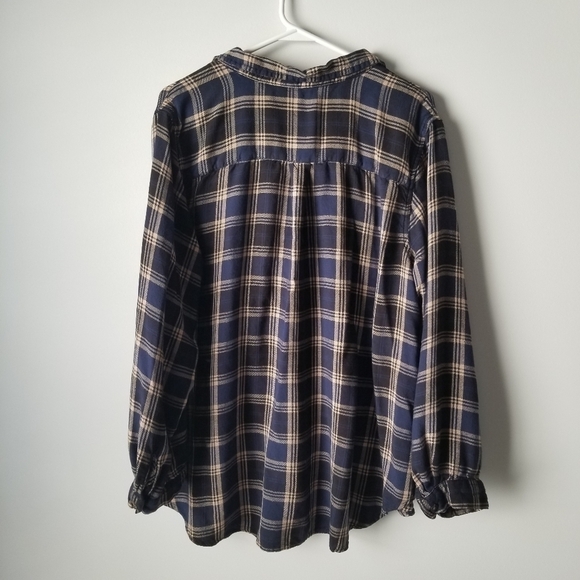 Terra & Sky Soft Button down Flannel Shirt Autumn Tartan/Navy Size 2X - Picture 11 of 13